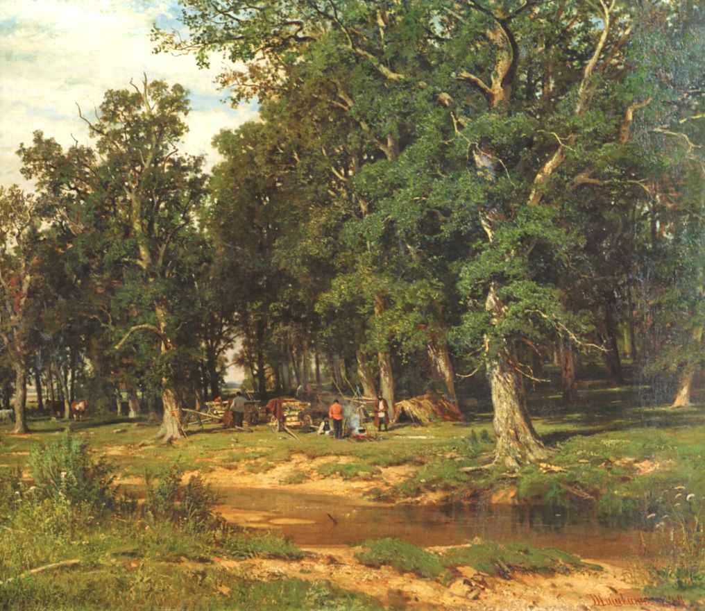 Ivan Shishkin Haymaking in Oak Grove